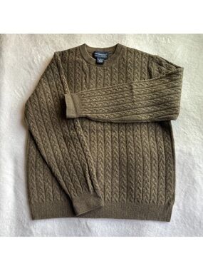 Davis & Squire 100% Cashmere Cable-Knit Brown Men's Sweater Size L